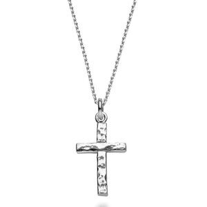 NEW 925 Sterling Silver Hammered Cross Necklace